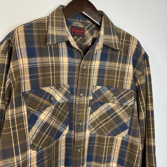 Five Brothers Flannel Shirt Plaid Flannel Shirt Casual Pockets Men's L - Picture 4 of 10